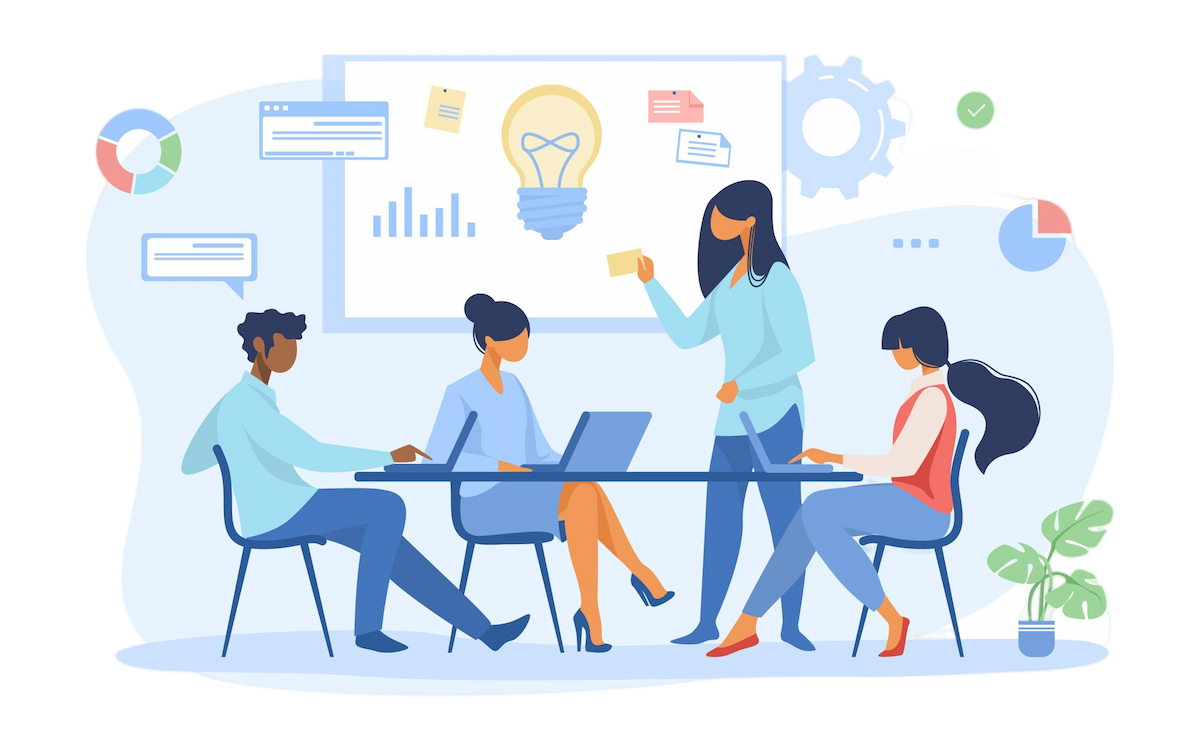 Laptop and person working